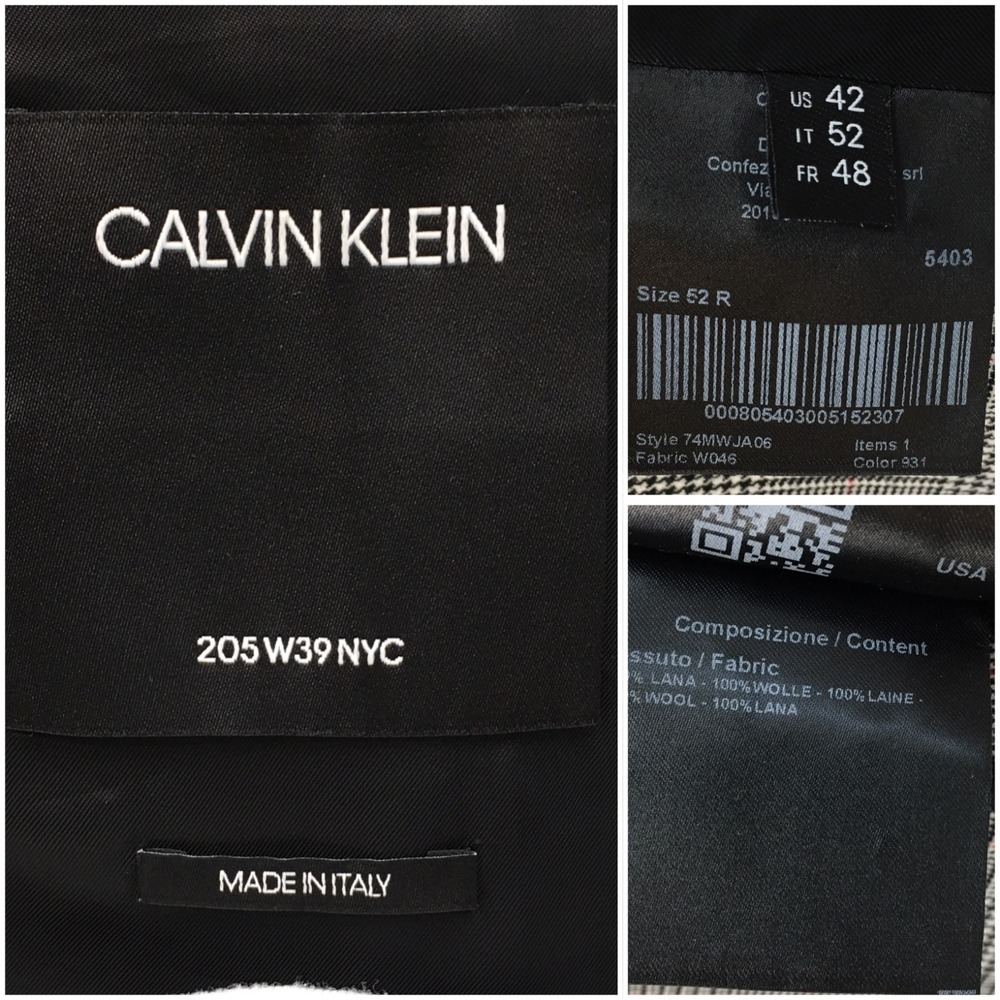 CALVIN KLEIN Mens Double Breasted Blazer Sport Coat Jacket Size‎ 42L Suit ITALY - Picture 10 of 12